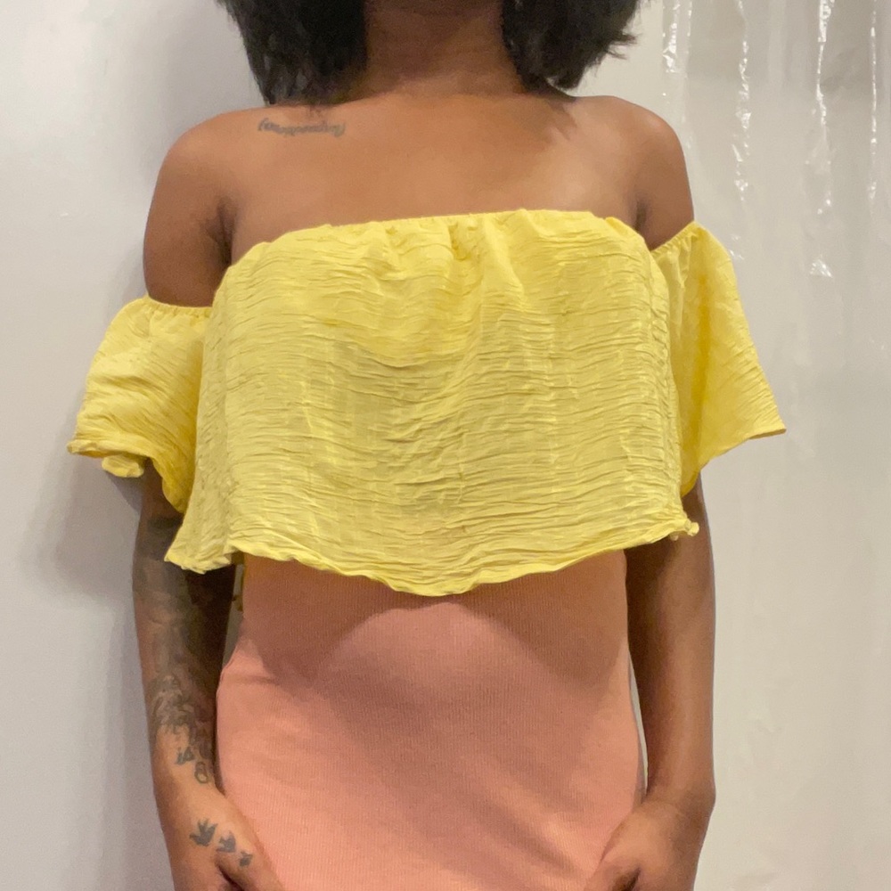 Solid Off Shoulder Top / Yellow - Picture 2 of 3